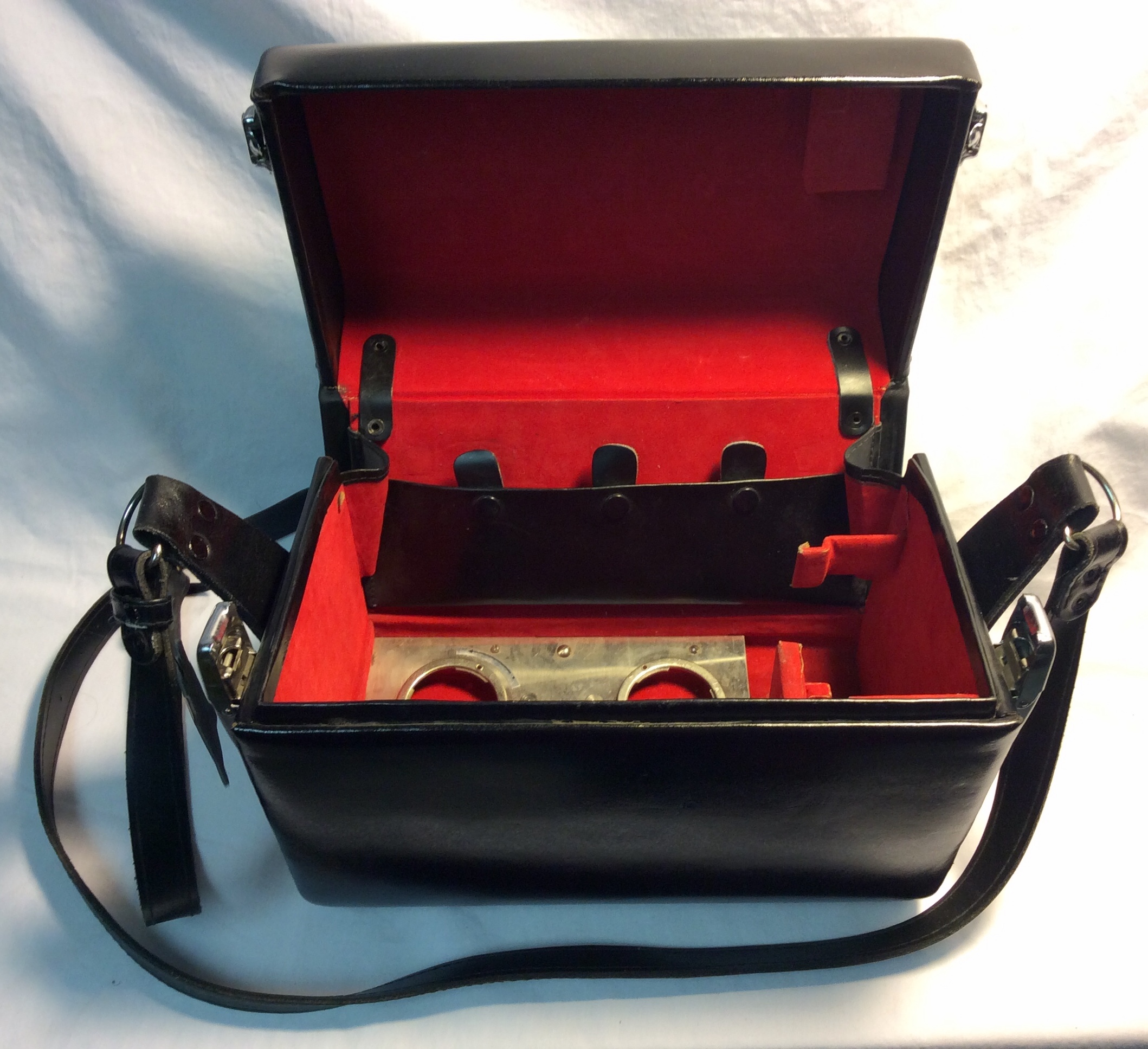 Vintage black leather camera bag