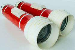 Vintage Style Red & White Flashlight takes color corrected Fenix FD30