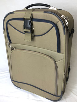 Beige small soft-shell suitcase
