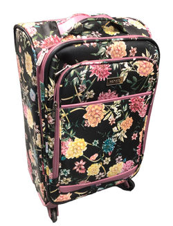 Black & floral Kensie fabric roller luggage