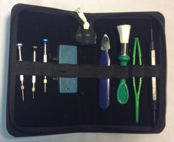 Black zippered watch repair kit