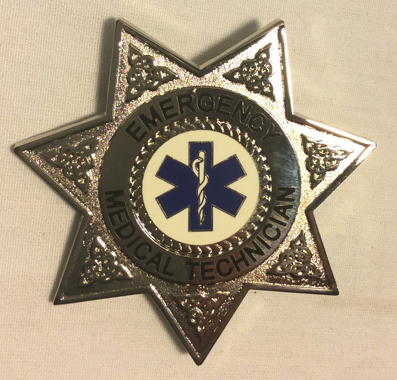 EMT Badge, silver 7 point star
