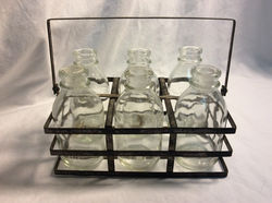 x6 glass bottles in metal carrying case - x2