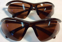 Sport style sunglasses with brown lenses