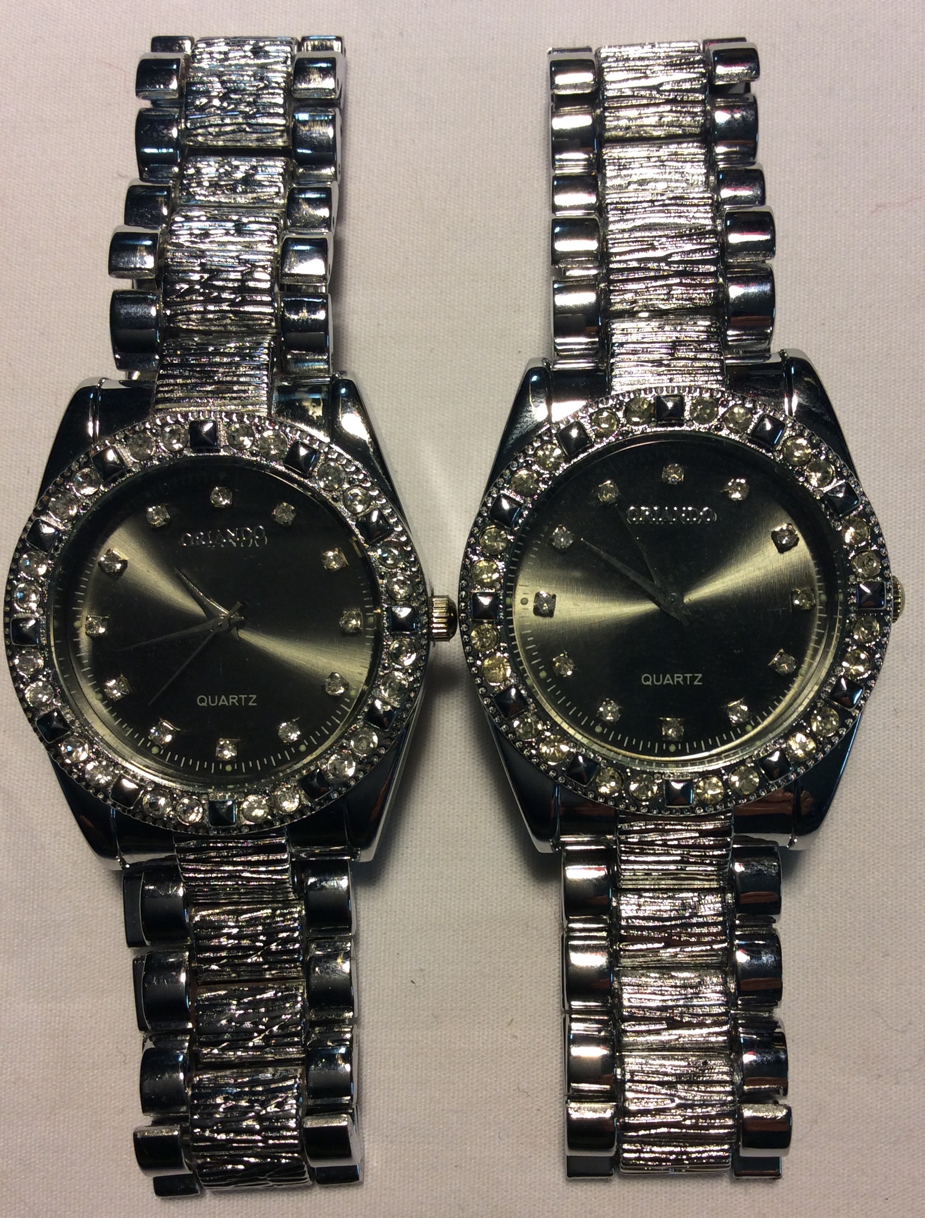 Orlando "Bling" watch - round silver