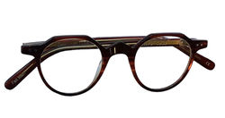 Oval Acetate Amber with Brown Striped AR Glasses