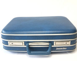 Vintage blue Laurentian suitcase 14"x18"x5.5"