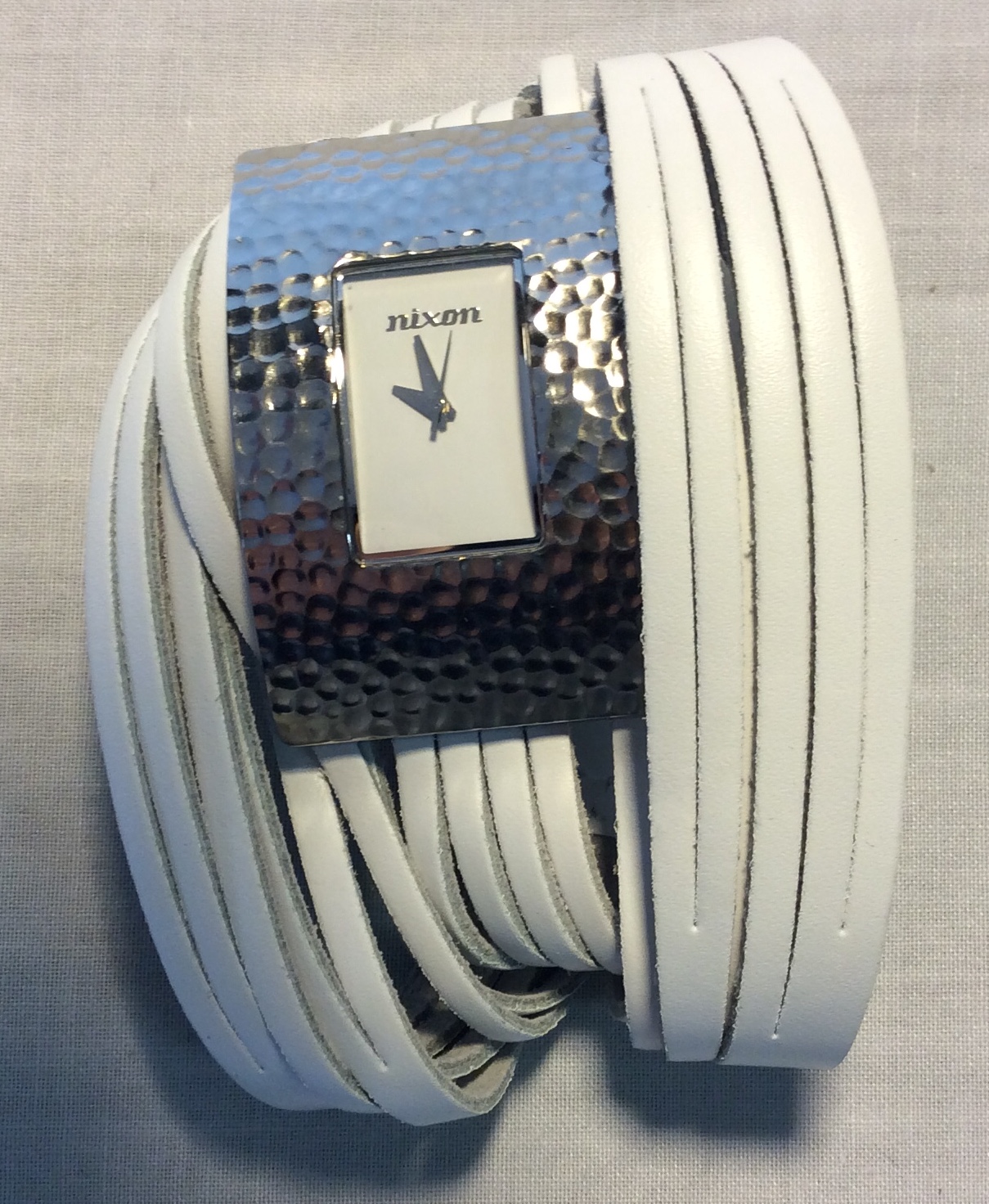 Hammered silver face watch
