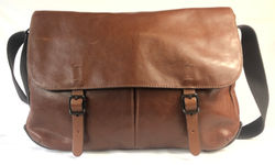 Brown faux leather messenger bag