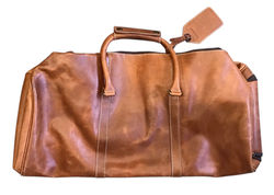 Light Brown Leather Duffle Bag
