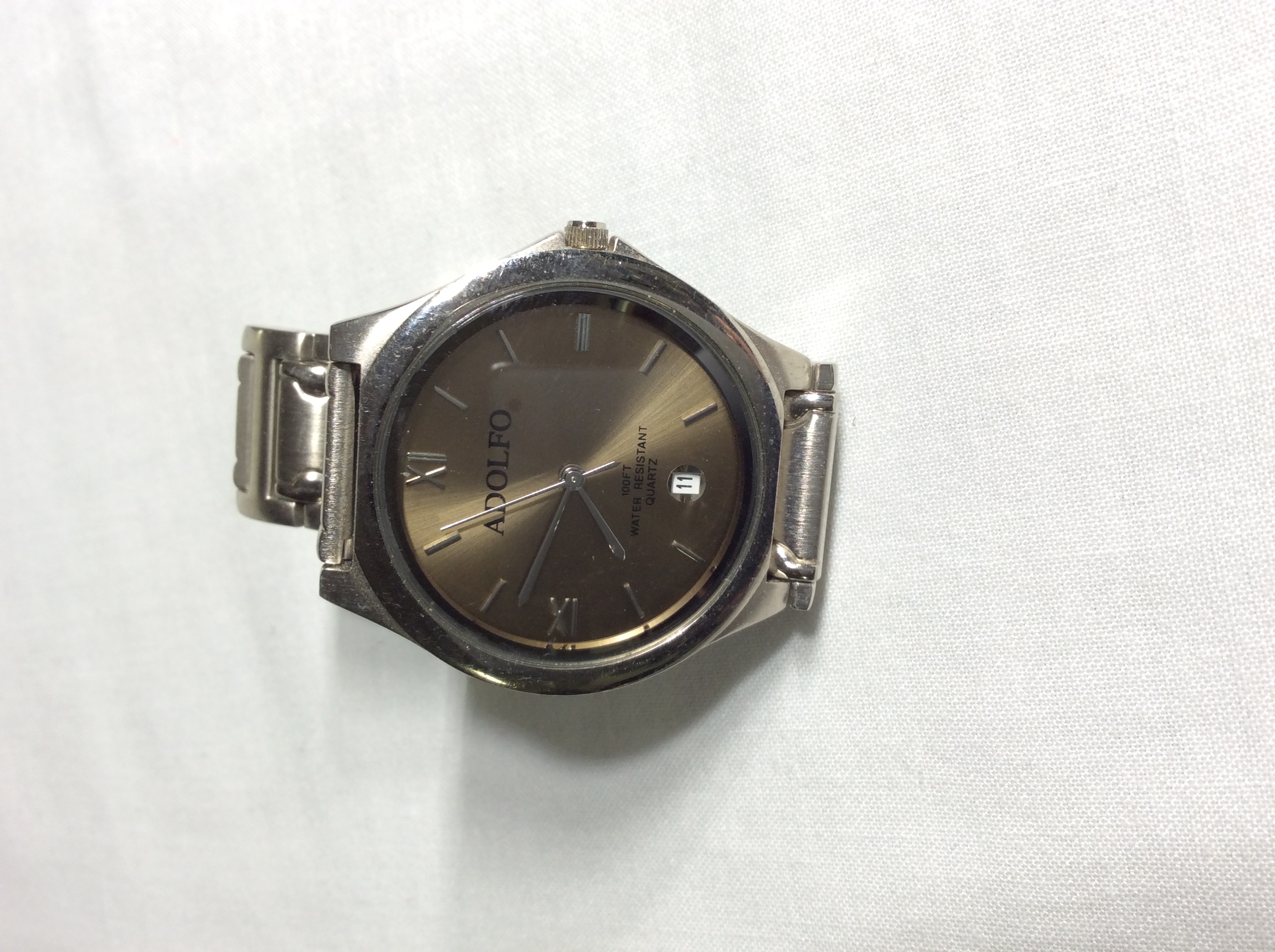 Adolfo Water Resistant Silver Watch