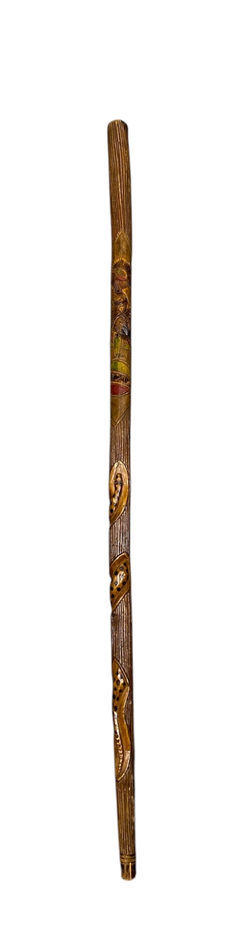 Wooden Cane with Spiralling Snake Carving