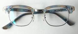 Shuron Blue & tan browline eyeglasses - AR coated