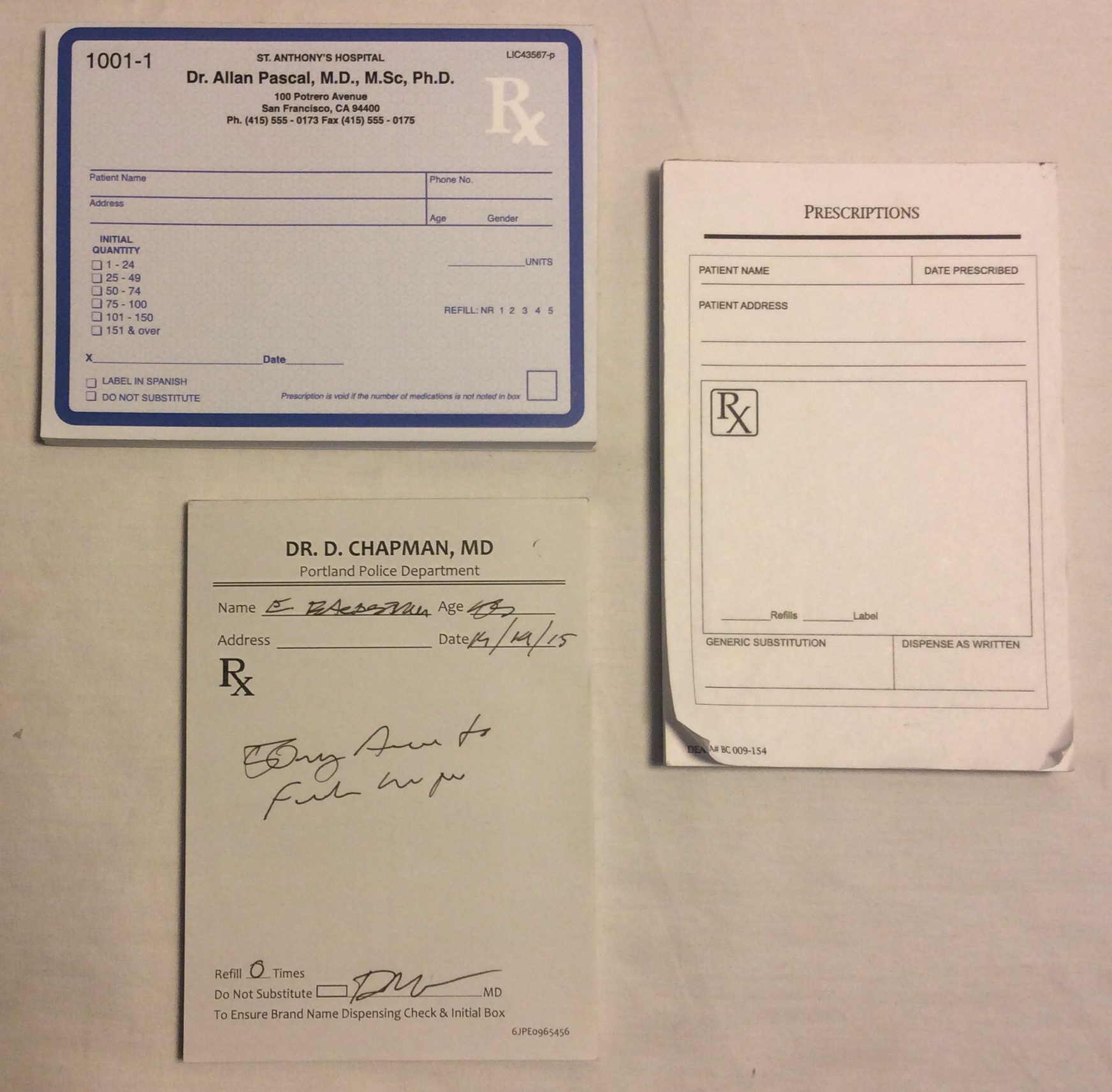 Doctor prescription pads - 3 styles