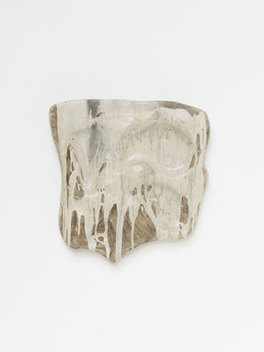 Morphosis #6 — Vertical relief with dripping plaster surface, capturing the moment of transformation between solidity and flow.