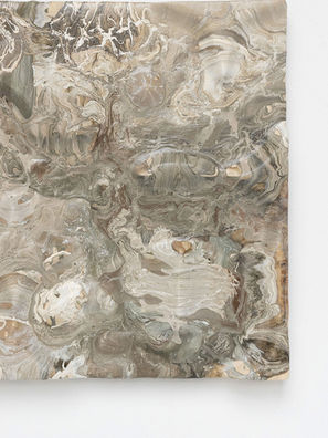Morphosis #3 — Textural relief with swirling marbled patterns, expressing evolution through movement and erosion.