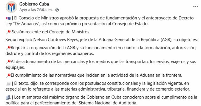 En aquella ocasión, el Decreto-Ley 101 de enero de 2025 incrementó los costos para introducir artículos al país, incluso si eran destinados para el consumo familiar.