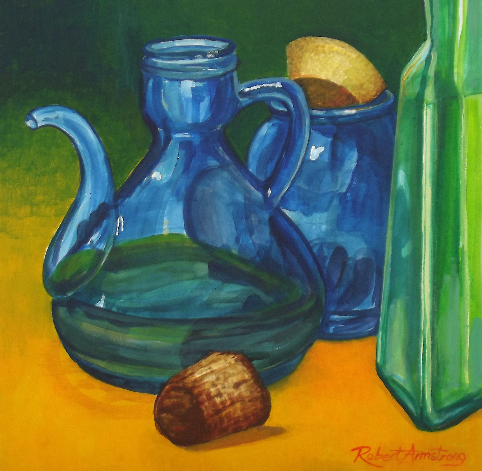 Still Life with Blue Olive Oil Jar