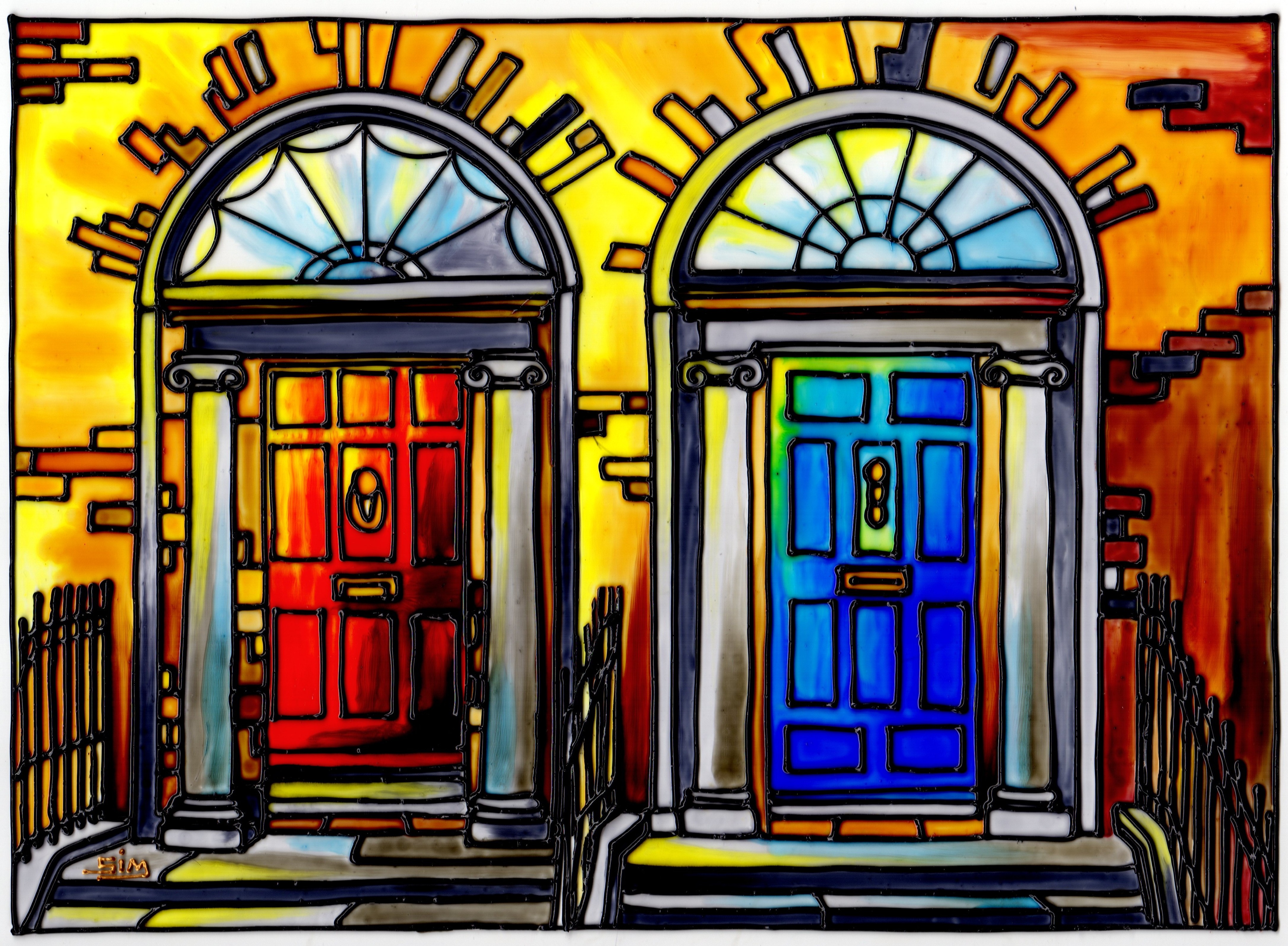 'Red & Blue Georgian Door'