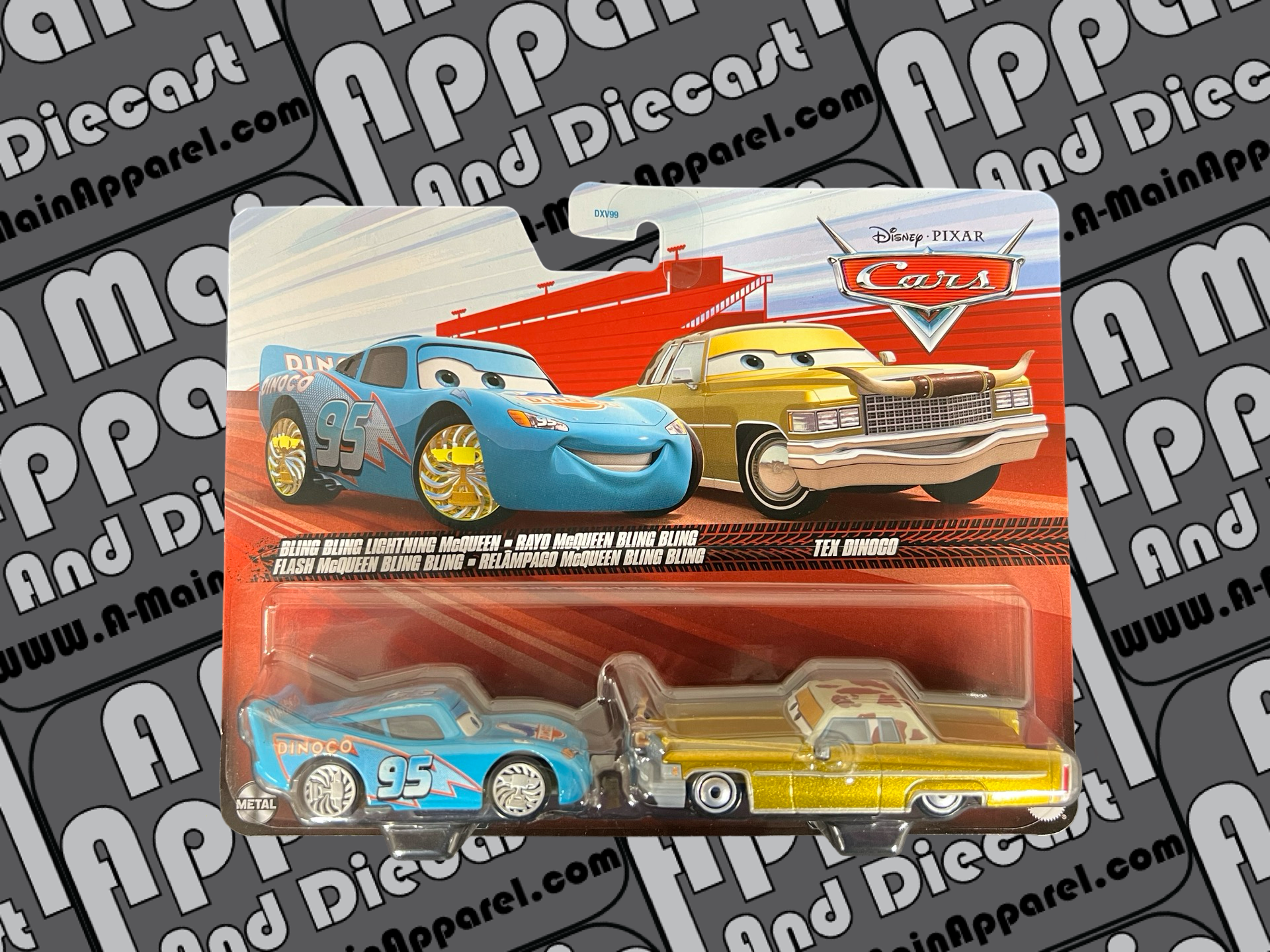 Bling Bling Lightning McQueen and Tex Dinoco Cars 2 Pack