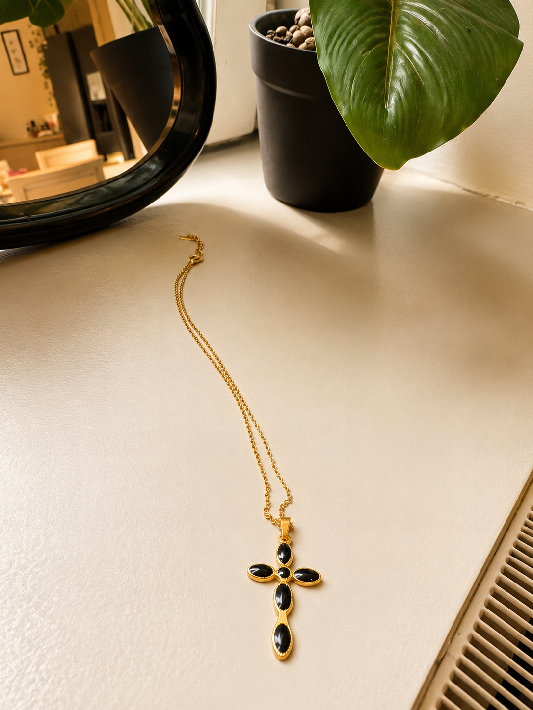 Collier en acier inoxydable "Perle de croix"