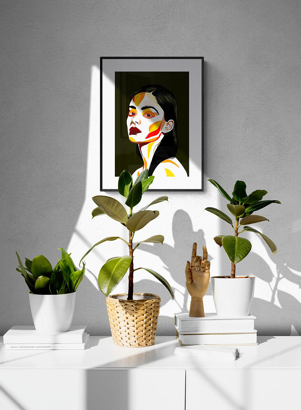 Thumbnail: pop art artwork in modern style colourful painting in dark green background