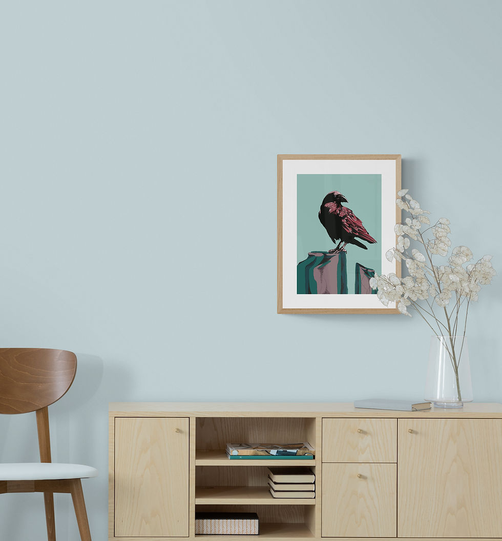 Thumbnail: colourful modern pop art artwork with wild animals nature bird crown print