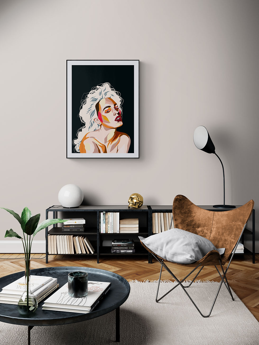 Thumbnail: colourful woman portrait artwork white hair art print