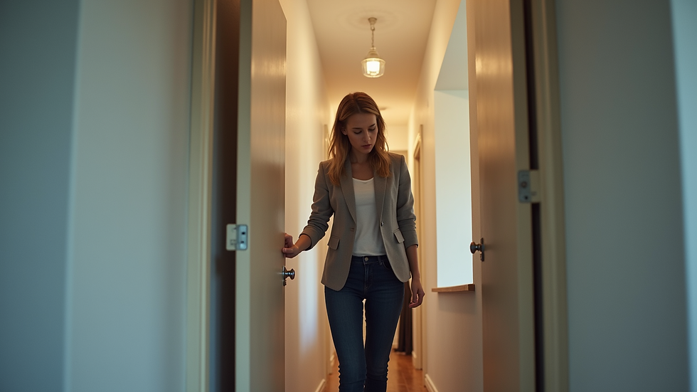 Close-up view of a property manager inspecting a rental unit