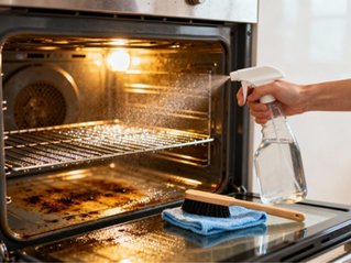 Oven cleaning in progress