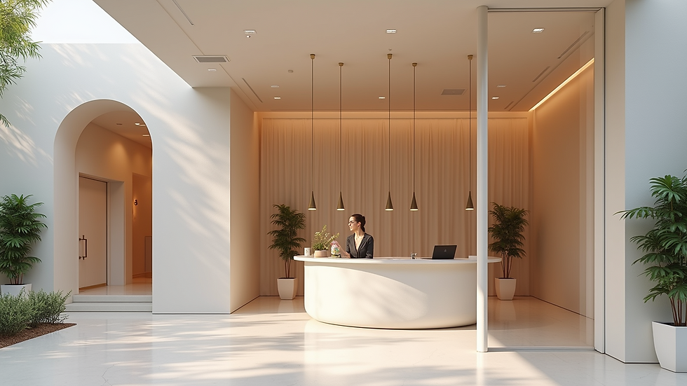 Eye-level view of a modern Miami clinic exterior