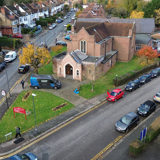 Full Drone View of gutter cleaning job in Pinner