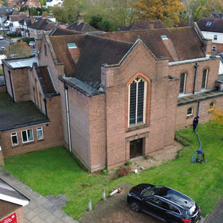 Drone Front View of a gutter cleaning job in Pinner