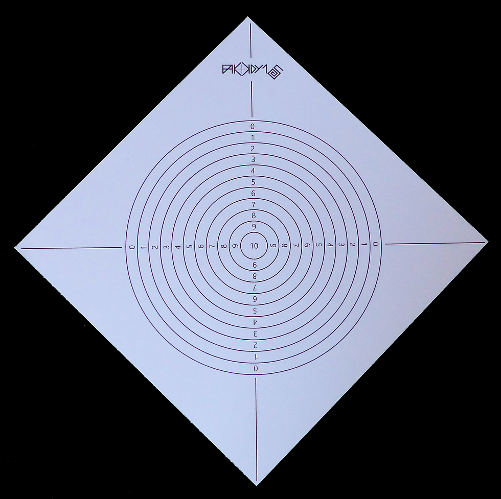 Zielscheibe für das Pfeilwurfspiel Fakkdy15, hier eine "Basisscheibe"