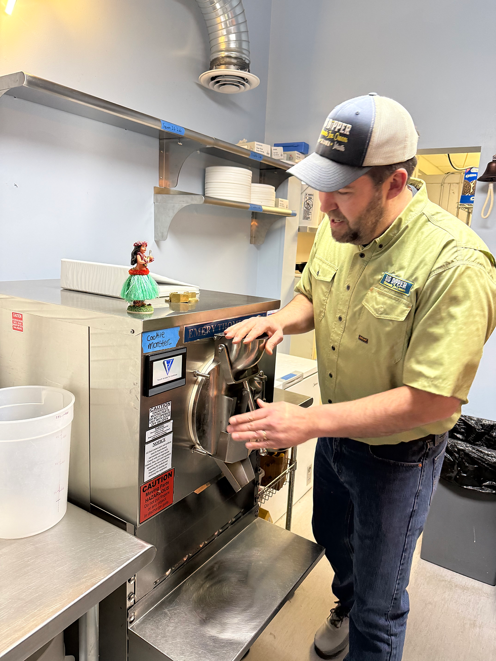 Man demonstrating an ice cream machine
