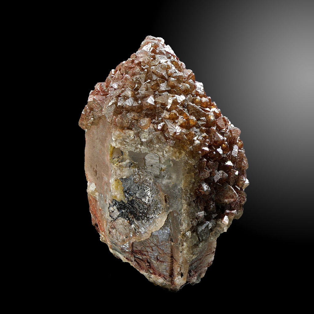 Scheelite on Quartz - Zinnwald, Ore Mountains, Saxony, Germany