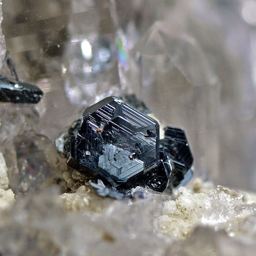 Thumbnail: Rock crystal, tourmaline, hematite - Cavradi Gorge, Tujetsch, Sedrun, Switzerland