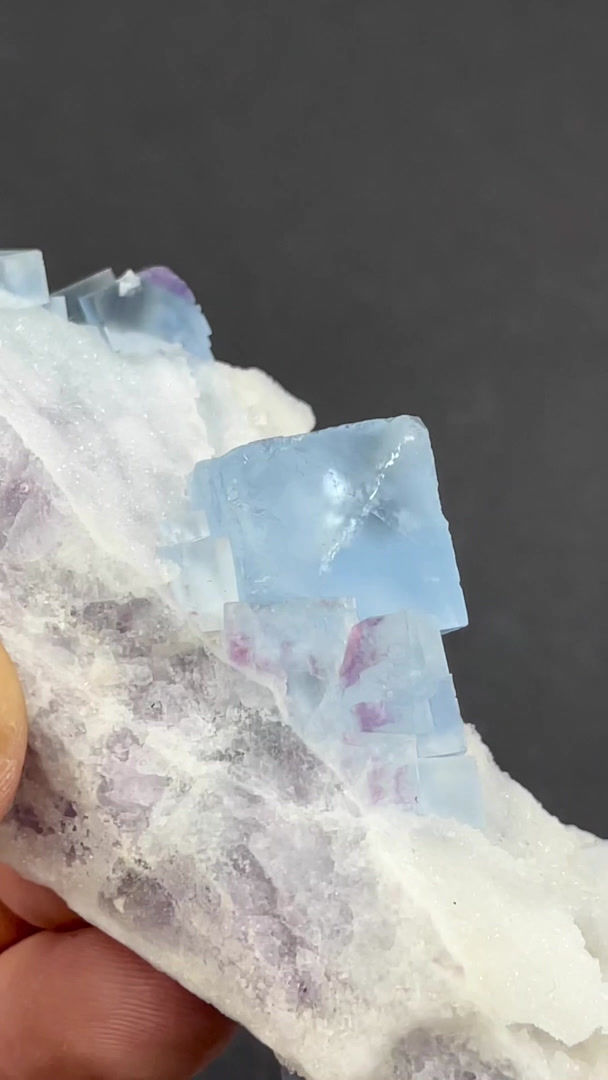 Thumbnail: Fluorite on quartz – Le Beix, Auvergne, France
