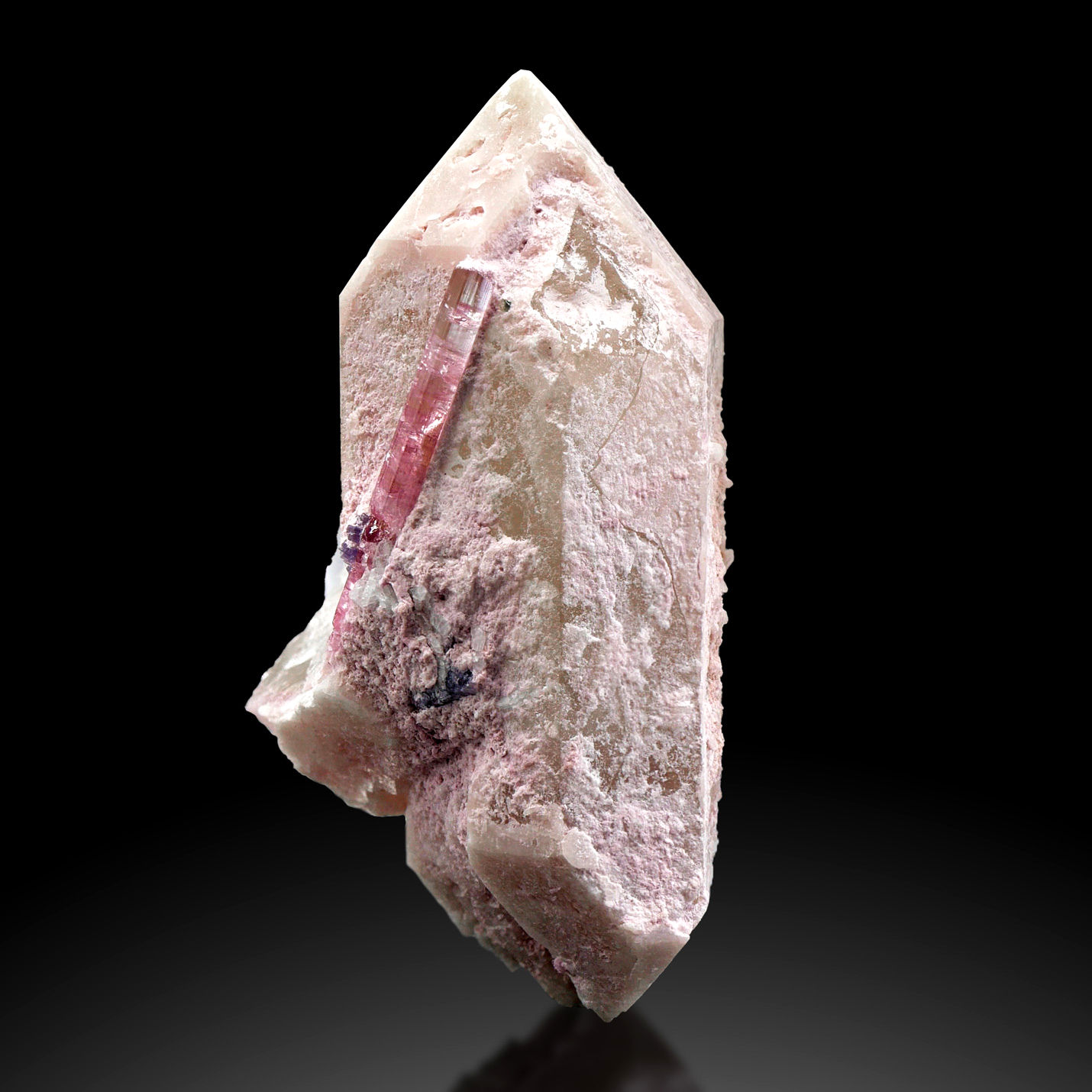 Turmalin auf Bergkristall – Himalaya Mine, San Diego Co., CA, USA