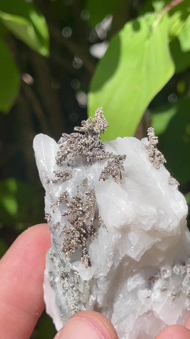 Thumbnail: Silver on Calcite - Bouismas Mine, Zagora, Morocco