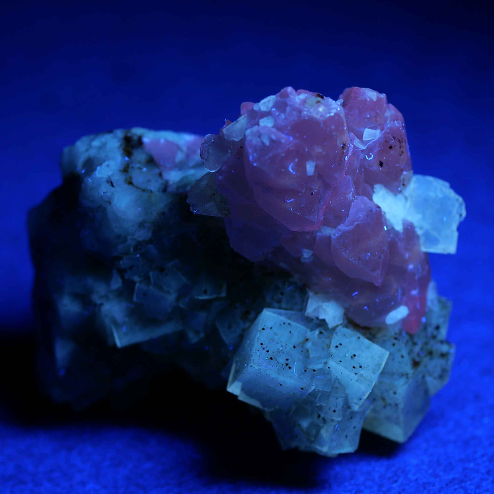 Thumbnail: Fluorite, Calcite - Mina Moscona, Villabona, Oviedo, Asturias, Spain