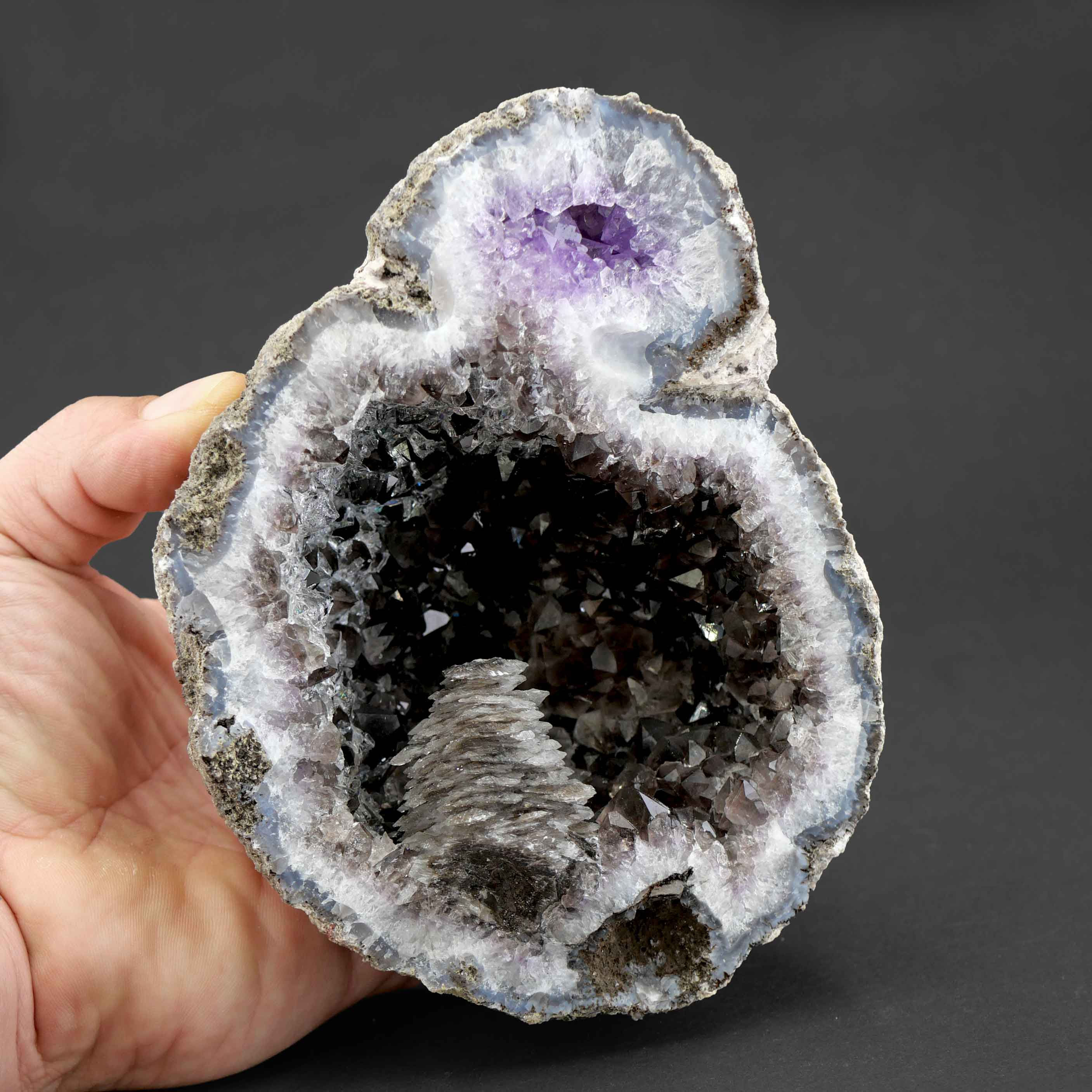 Calcit, Amethyst, Rauchquarz – Las Choyas, Chihuahua, Mexiko