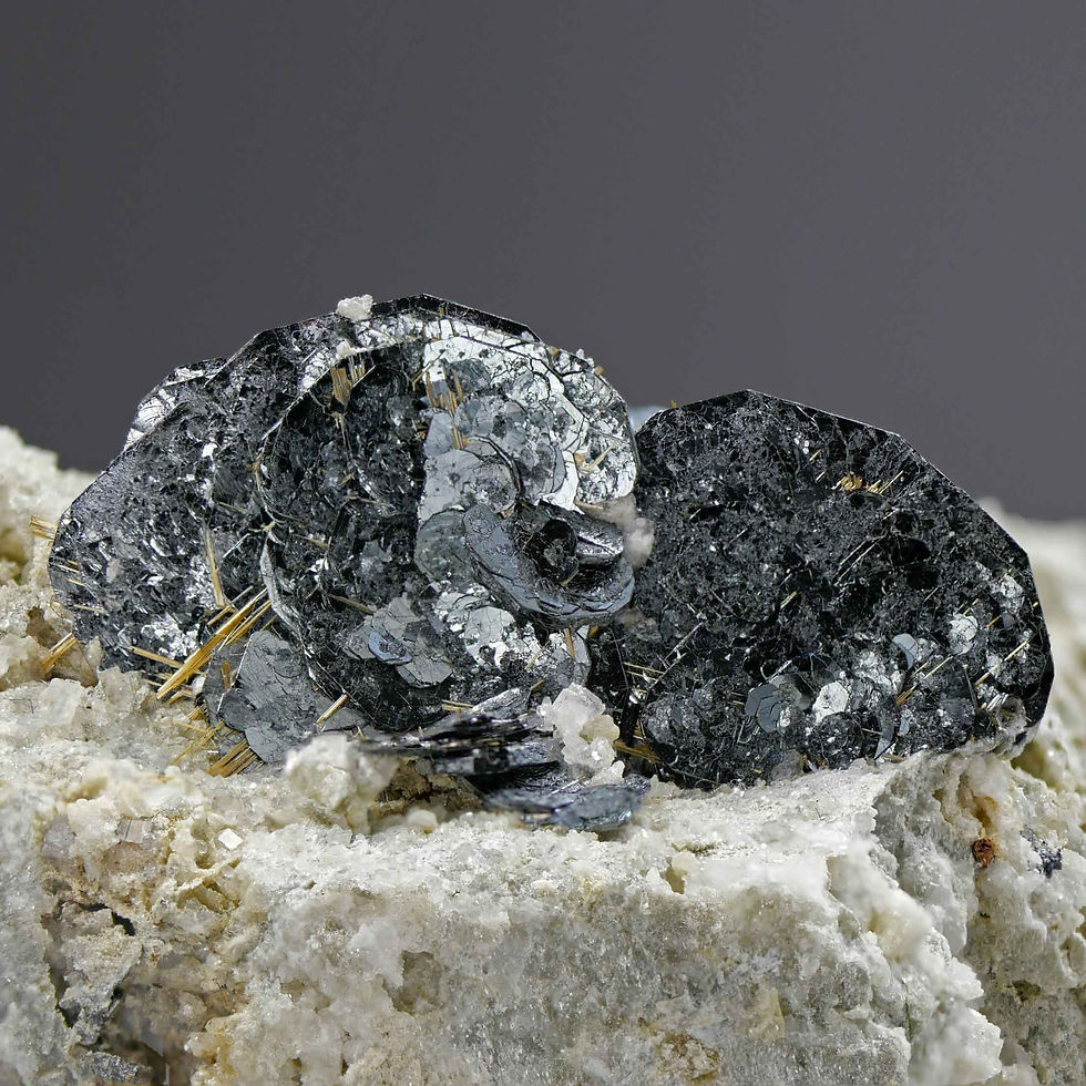 Thumbnail: Hematite with golden rutile - Furka Pass, Uri, Switzerland