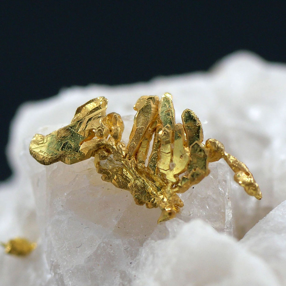 Gold Crystals on Quartz - Jilove (Owl), Prague, Czech Republic