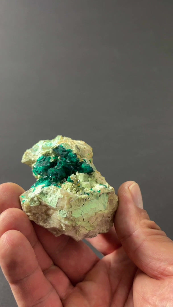 Thumbnail: Dioptase with Chrysocolla - Kaokoveld, Namibia