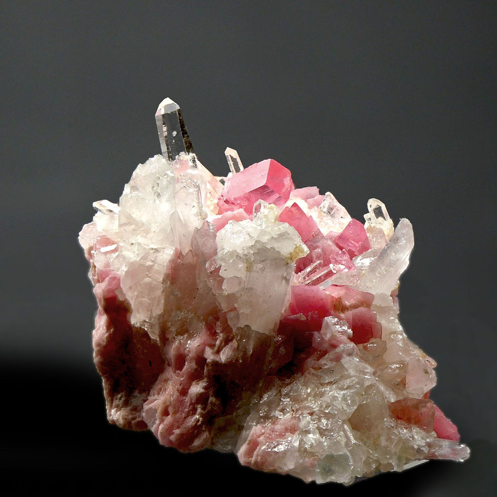 Thumbnail: Rhodochrosite on Quartz - Pachapaqui, Peru