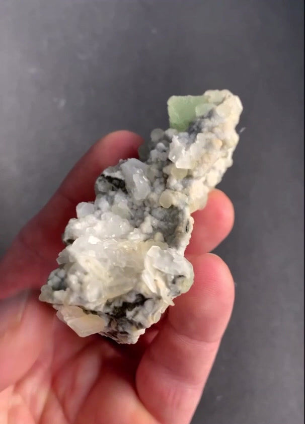 Thumbnail: Fluorite, Calcite on Chalcedony - Dalnegorsk, Russia