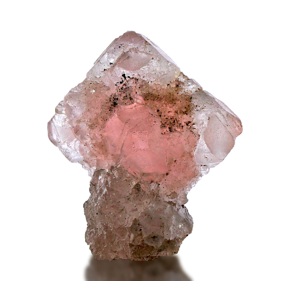 Thumbnail: Pink fluorite on quartz – Ruffibach Kluft, Grimsel, BO, Switzerland