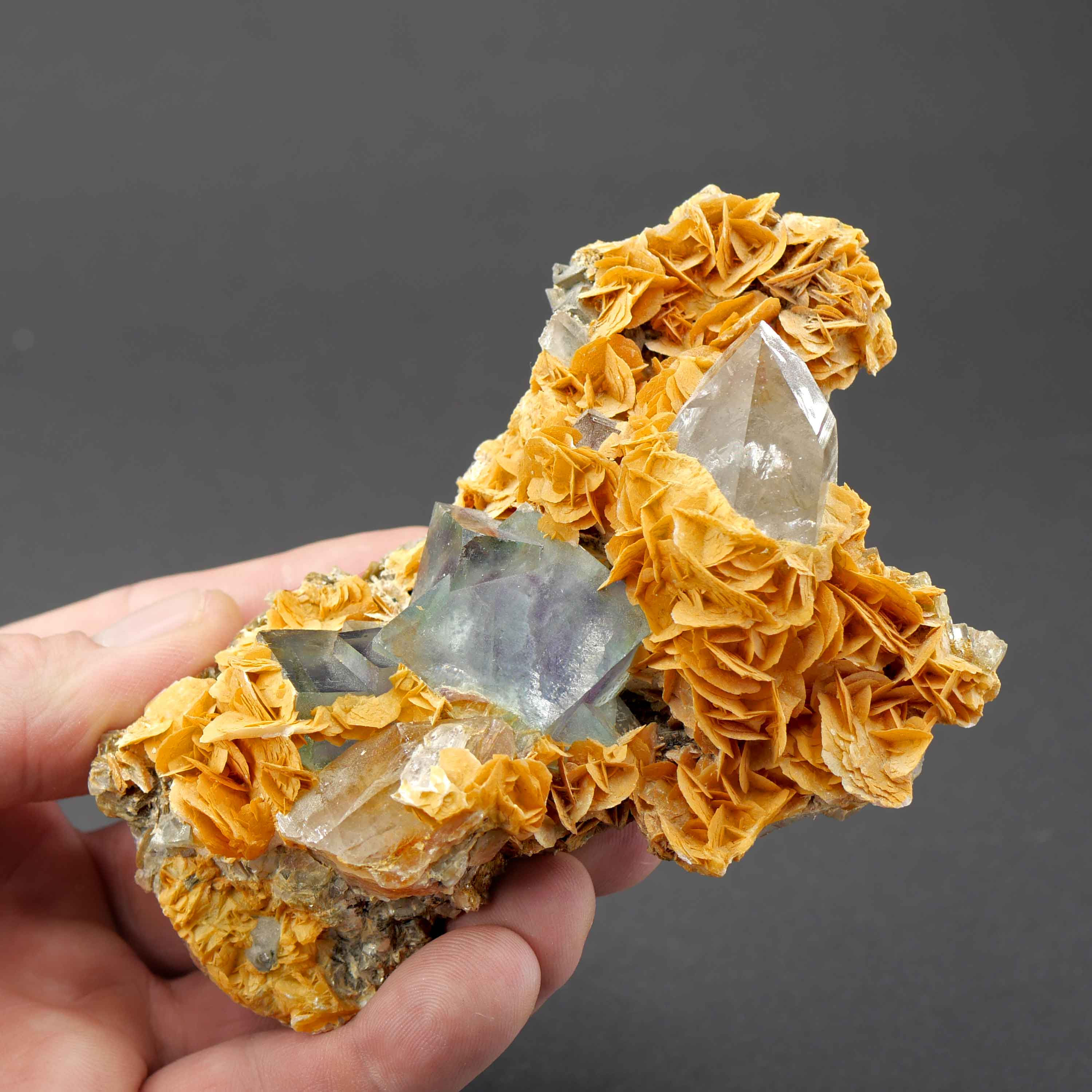 Fluorit, Calcit, Quarz – Pingwu Mine, Mianyang, Sichuan, China