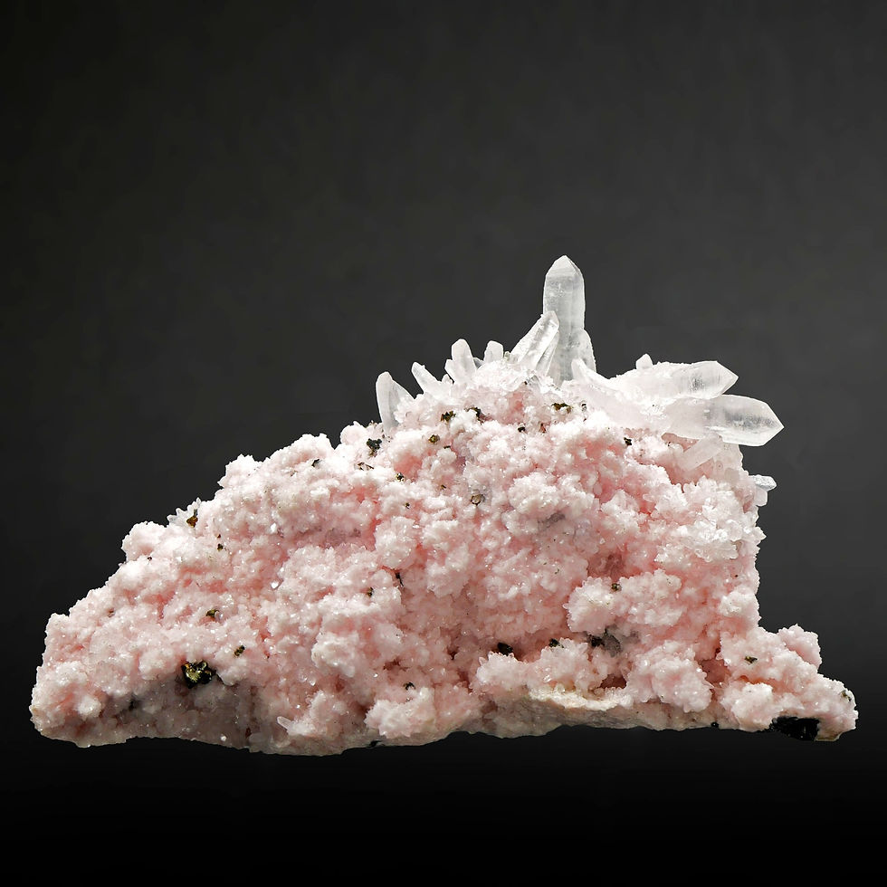 Quartz (scepter) on Rhodochrosite - Cavnic, Maramures, Romania